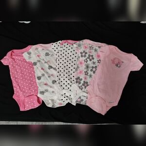 Gerber Pink, White, Gray Baby Onesies
